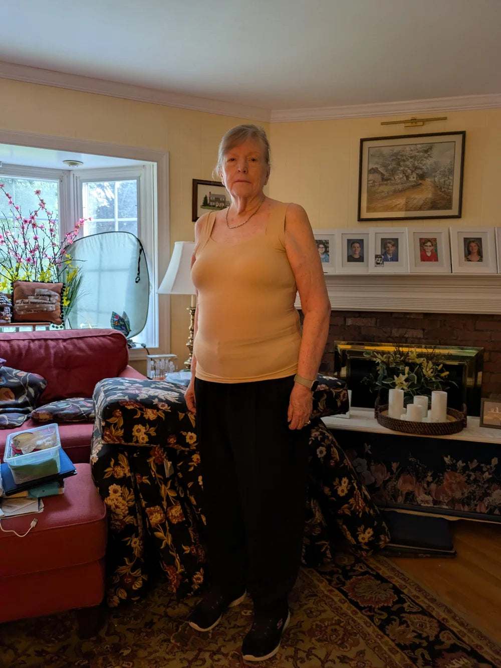 Customer photo of the Lovelle Ease built-in bra tank – Linda L. · Bath