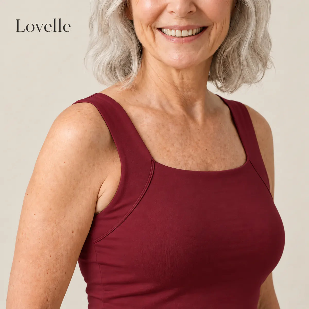 Lovelle Ease built-in bra tank in Wine red